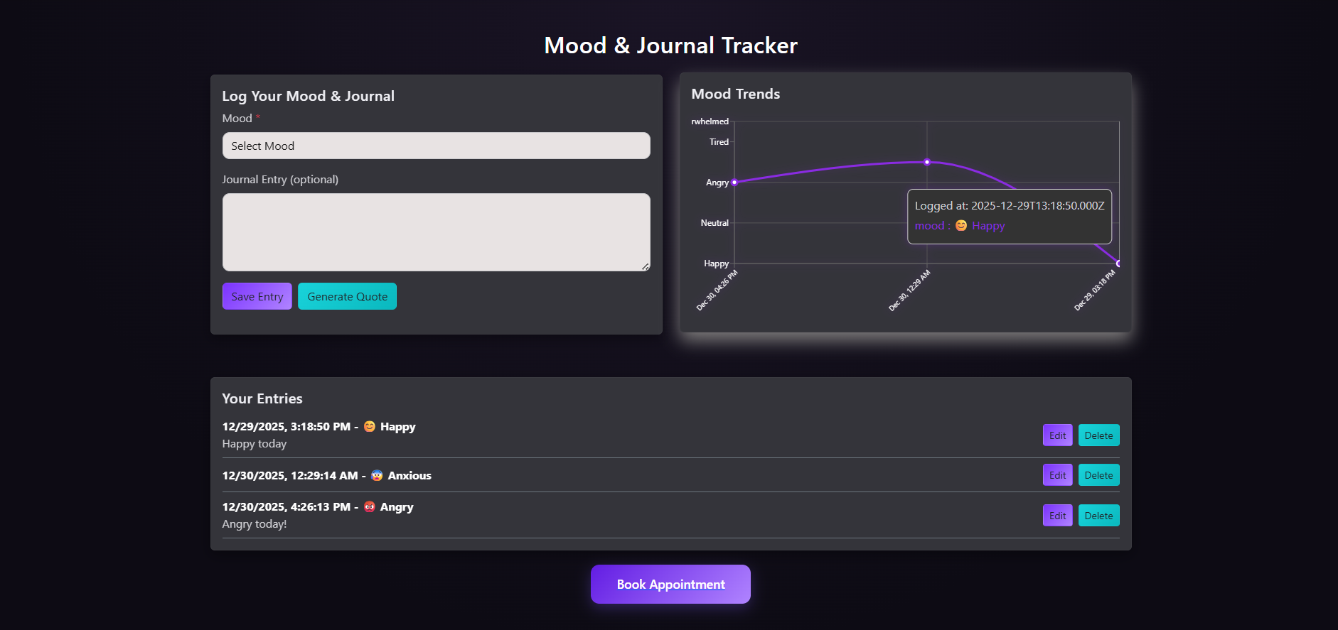 Full-Stack Mood Tracker